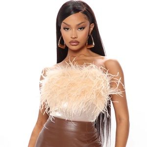 Material girl feather bodysuit